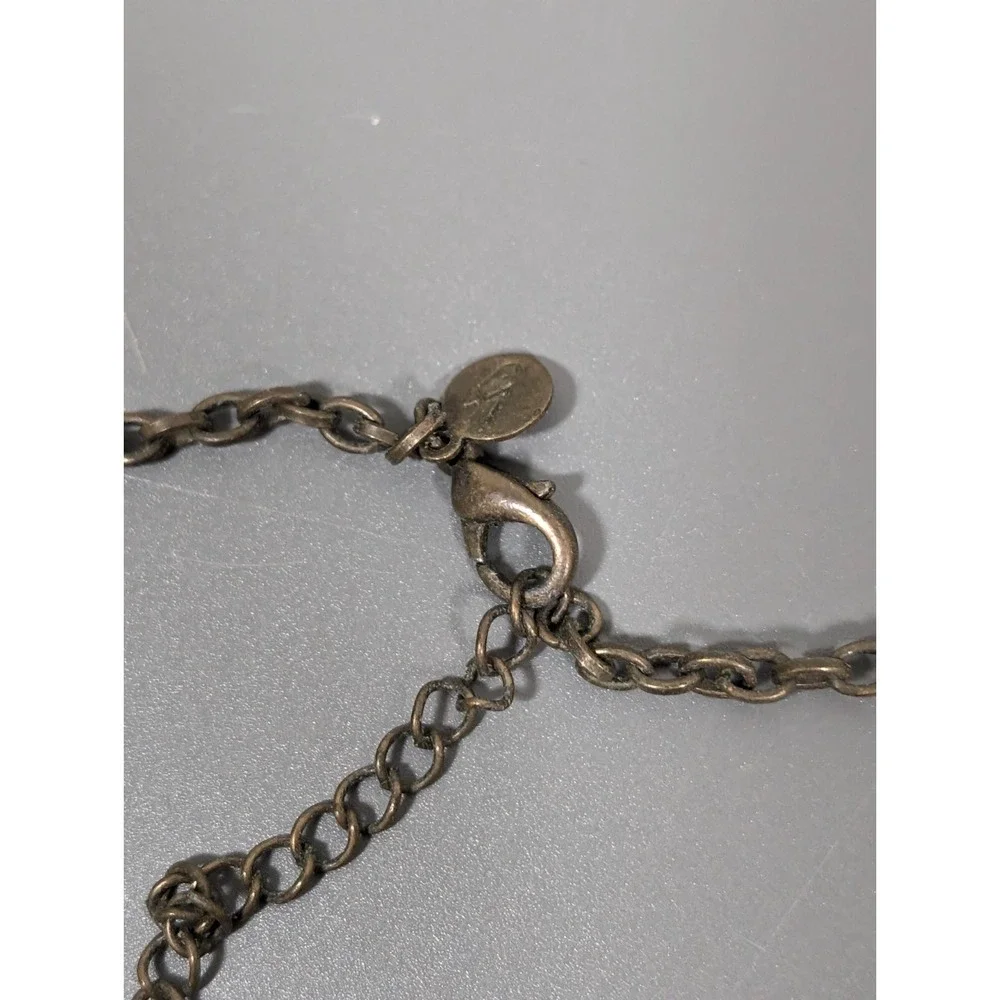 Vida Jewels Blue Rhinestone‎ Medallion Necklace Bronze Boho 21
